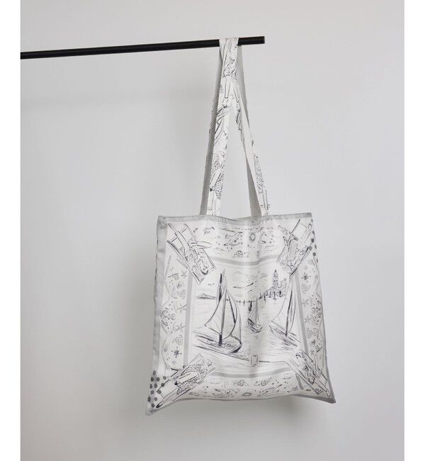 ROPE「【YUKO SAEKI for ROPE&rsquo;・コラボ】スカーフ柄プリント シルクトートバッグ【A4対応】」|トートバッグ|