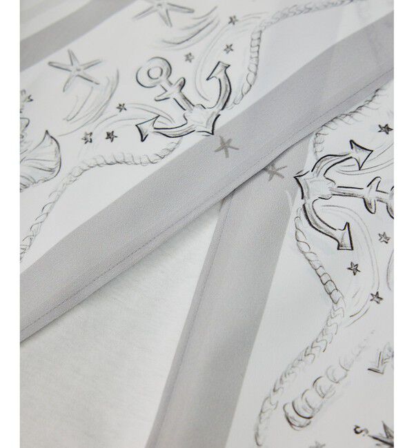 ROPE「【洗える】【YUKO SAEKI for ROPE'・コラボ】スカーフ柄プリント Aラインカットソー」|Tシャツ・カットソー|