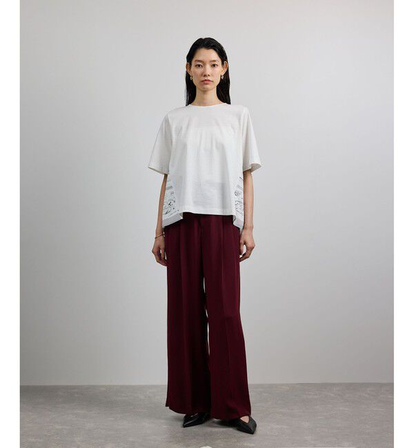 ROPE「【洗える】【YUKO SAEKI for ROPE'・コラボ】スカーフ柄プリント Aラインカットソー」|Tシャツ・カットソー|