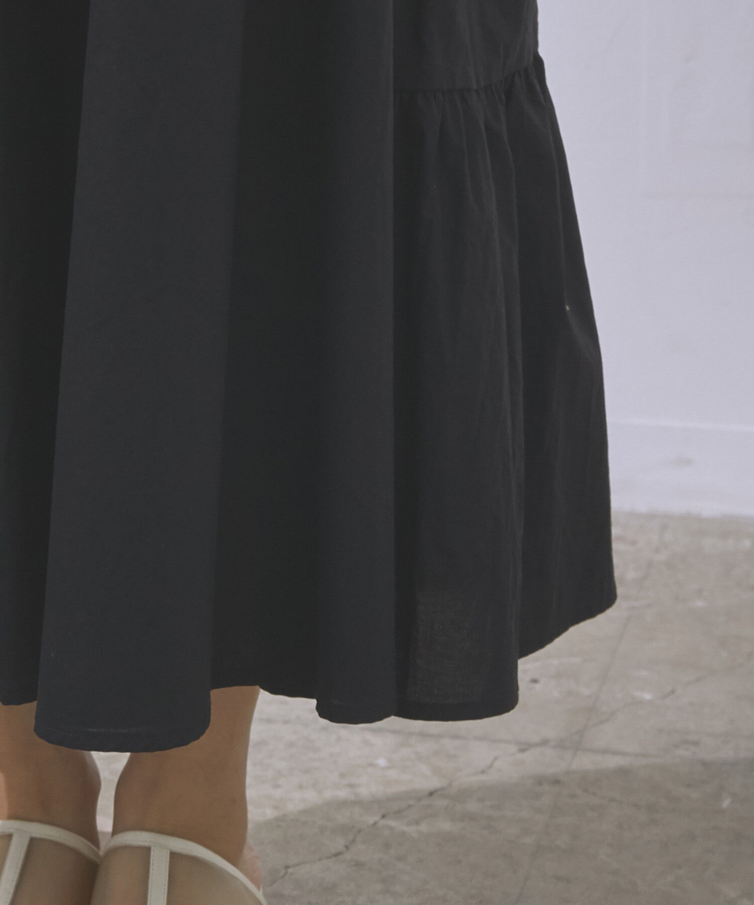 VIS「【WEB限定】異素材コンビ配色バックティアードTシャツワンピース」|ワンピース|