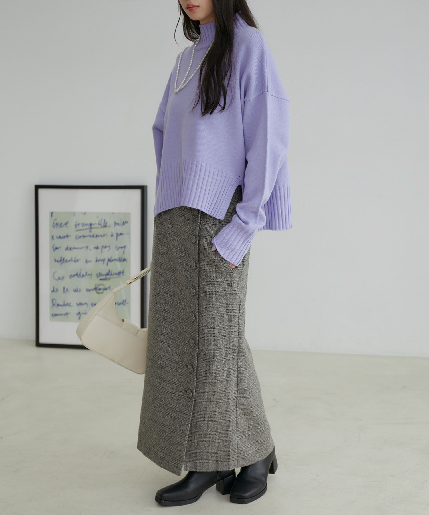 VIS「【洗える】くるみボタンチェックタイトスカート」|スカート|