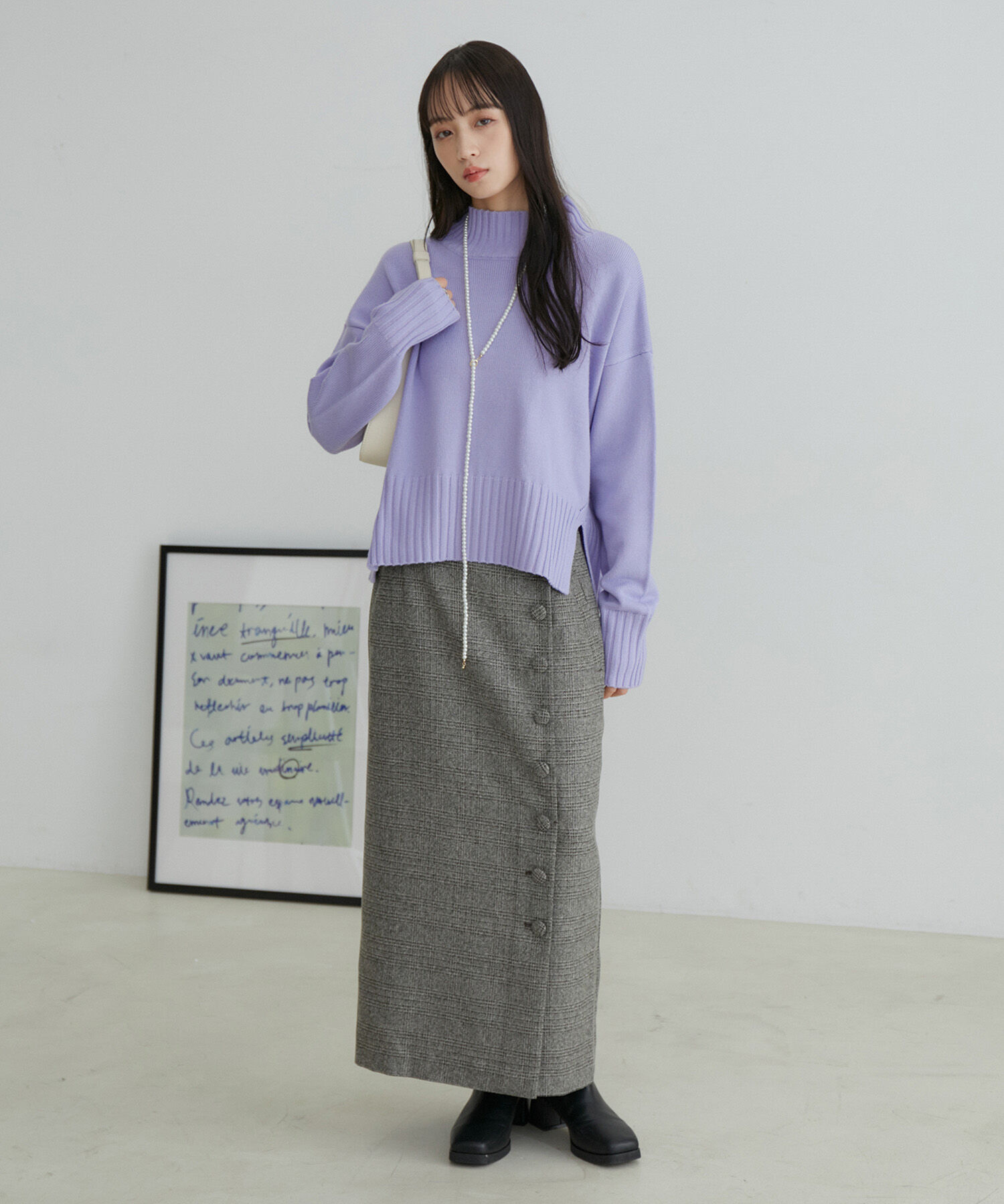 VIS「【洗える】くるみボタンチェックタイトスカート」|スカート|