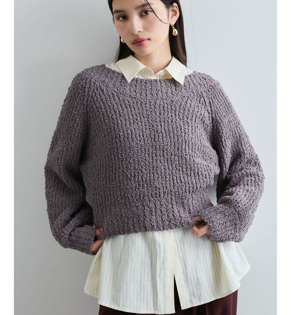 VIS「ユルネックポコポコヤーンニットプルオーバー」|ニット・セーター|チャコール(06)