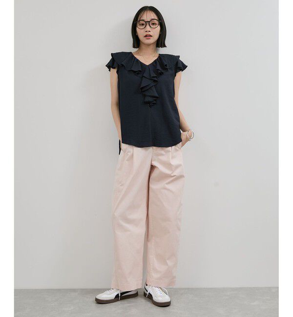 VIS「【WEB限定】ラッフルフリルフレンチスリーブブラウス」|シャツ・ブラウス|