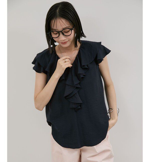 VIS「【WEB限定】ラッフルフリルフレンチスリーブブラウス」|シャツ・ブラウス|