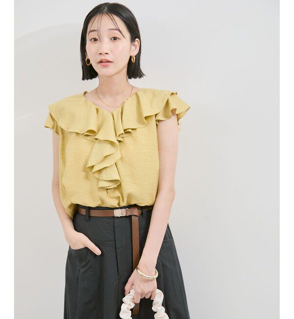VIS「【WEB限定】ラッフルフリルフレンチスリーブブラウス」|シャツ・ブラウス|
