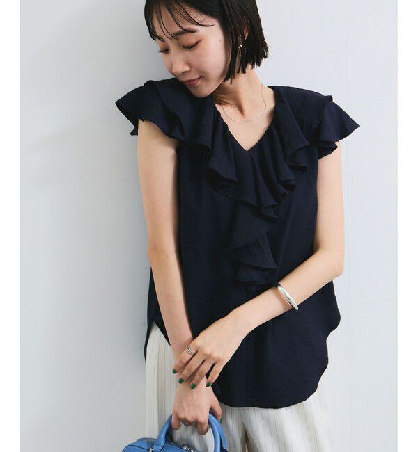 VIS「【WEB限定】ラッフルフリルフレンチスリーブブラウス」|シャツ・ブラウス|