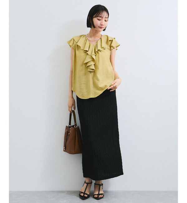 VIS「【WEB限定】ラッフルフリルフレンチスリーブブラウス」|シャツ・ブラウス|