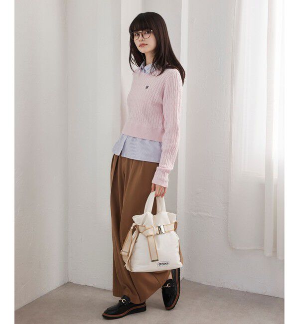 VIS「【美得】ハイゲージケーブシャツドッキングプルオーバー」|ニット・セーター|