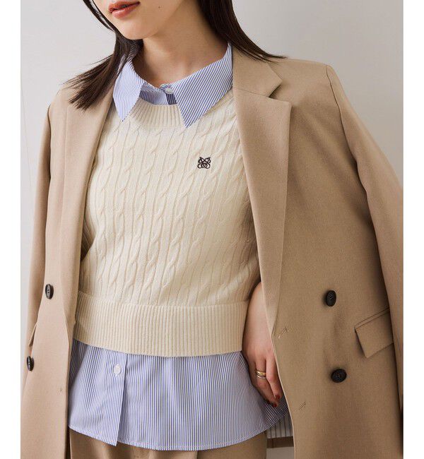 VIS「【美得】ハイゲージケーブシャツドッキングプルオーバー」|ニット・セーター|