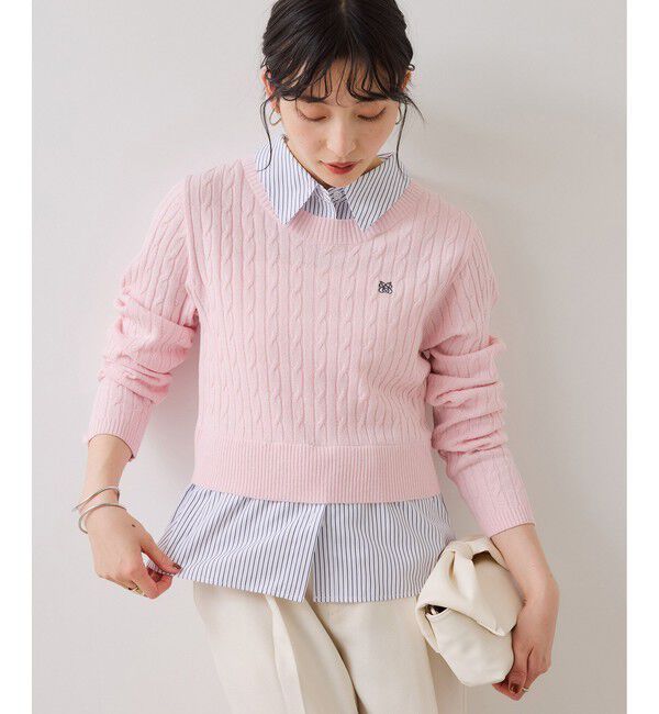 VIS「【美得】ハイゲージケーブシャツドッキングプルオーバー」|ニット・セーター|
