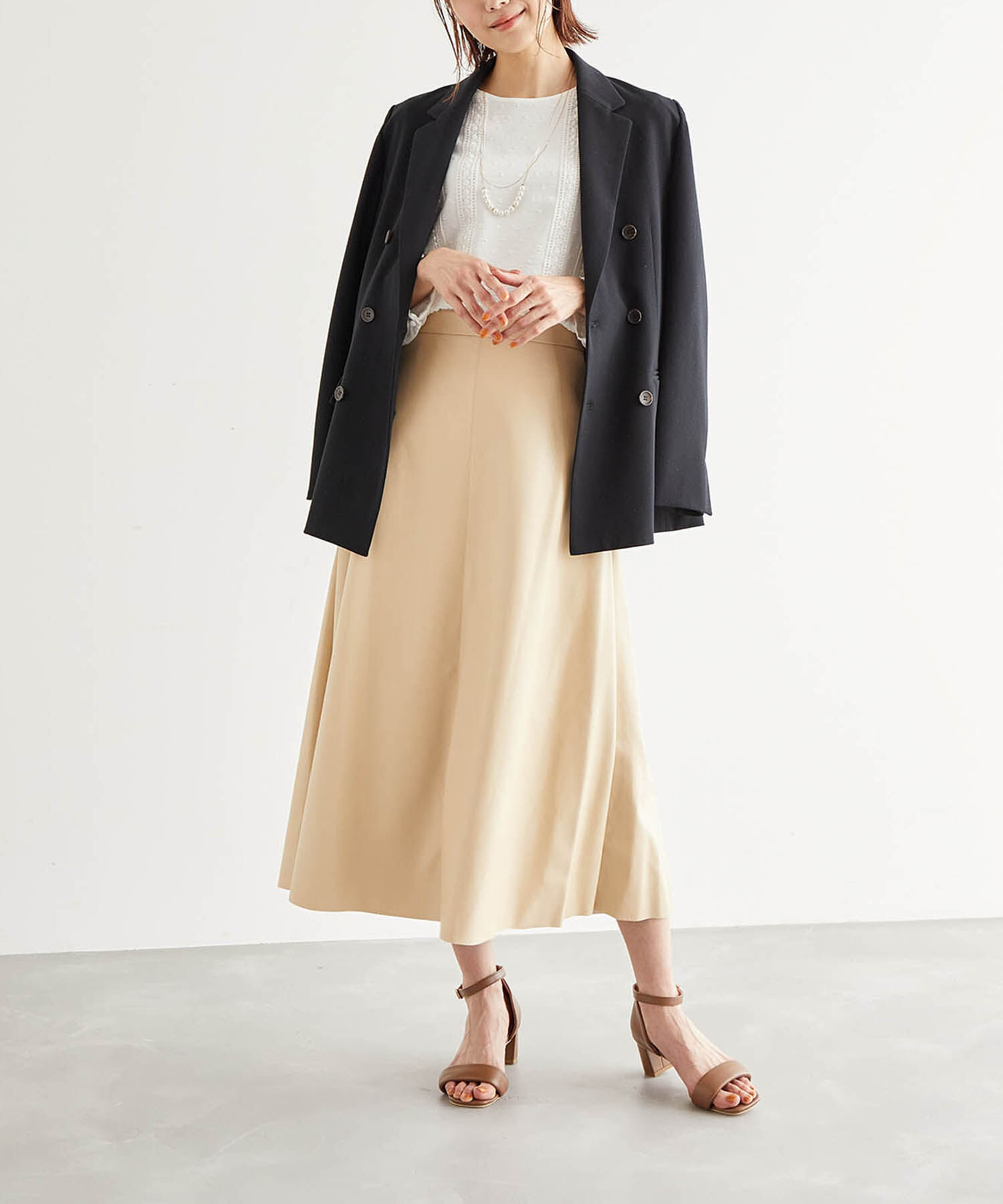 Rope&rsquo;Picnic「フェイクレザーフレアスカート」|スカート|