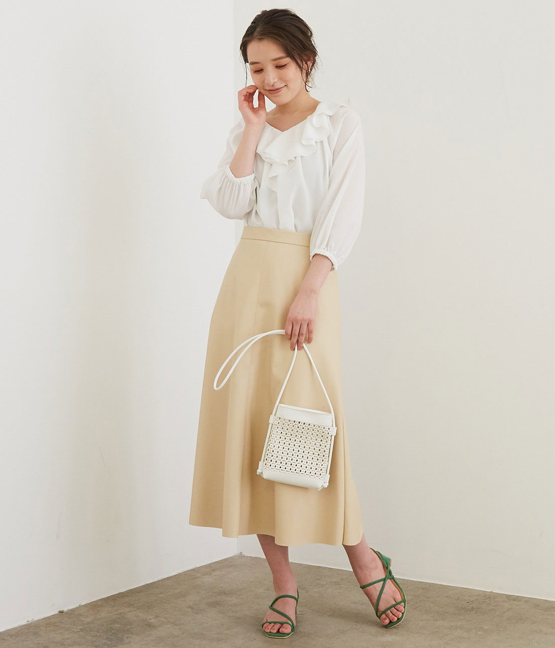 Rope&rsquo;Picnic「フェイクレザーフレアスカート」|スカート|