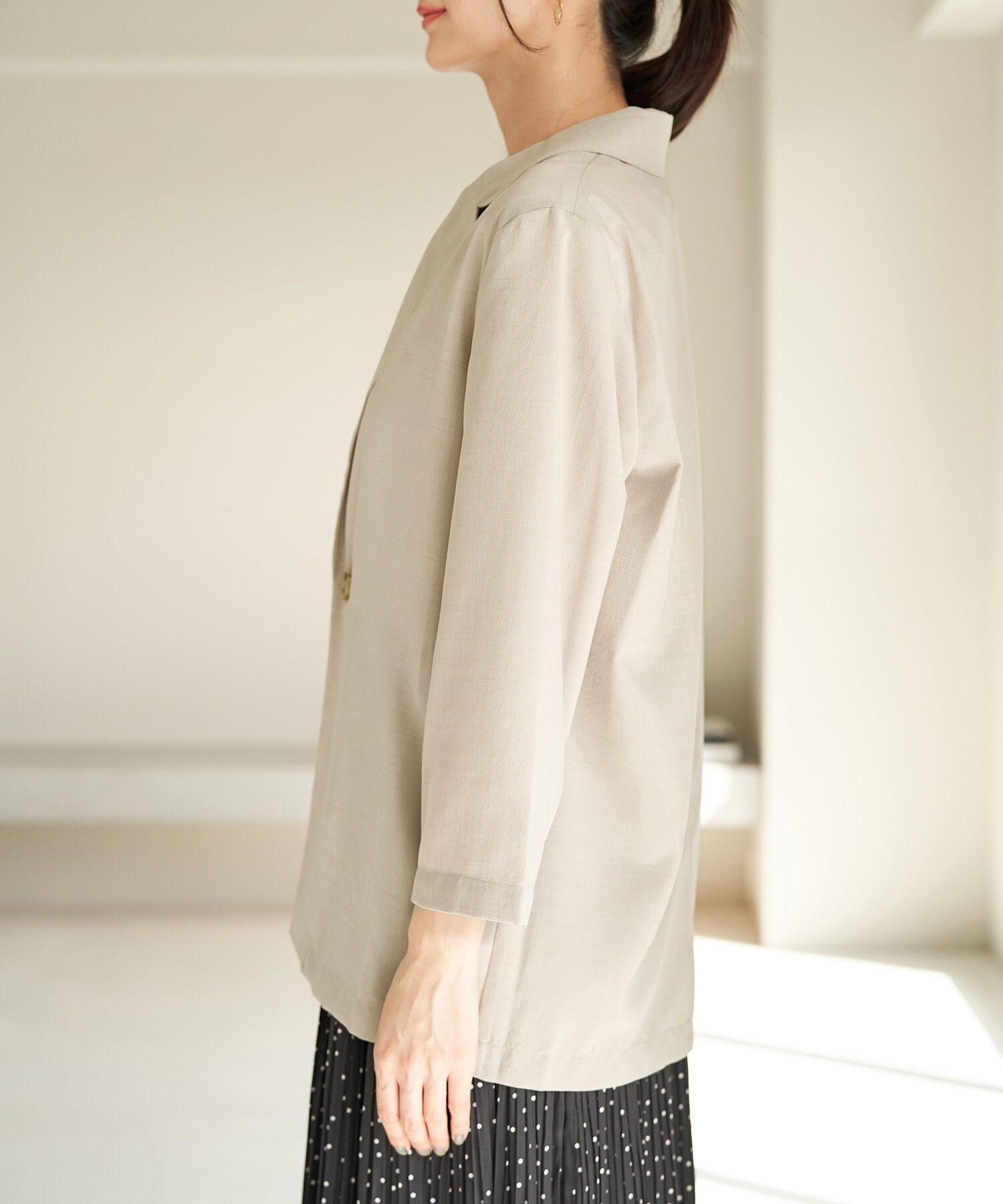 Rope&rsquo;Picnic「セットアップ対応/麻調シアーライトジャケット」|テーラードジャケット|