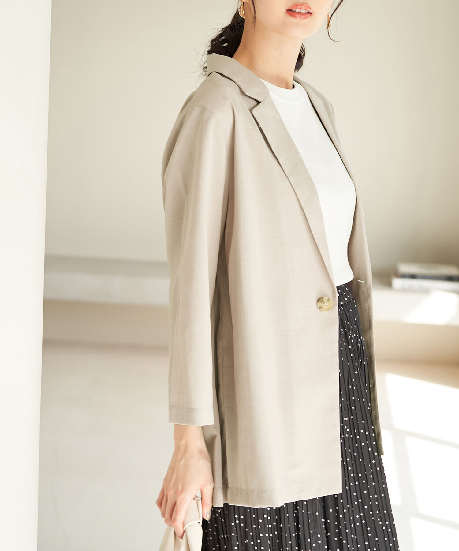 Rope&rsquo;Picnic「セットアップ対応/麻調シアーライトジャケット」|テーラードジャケット|