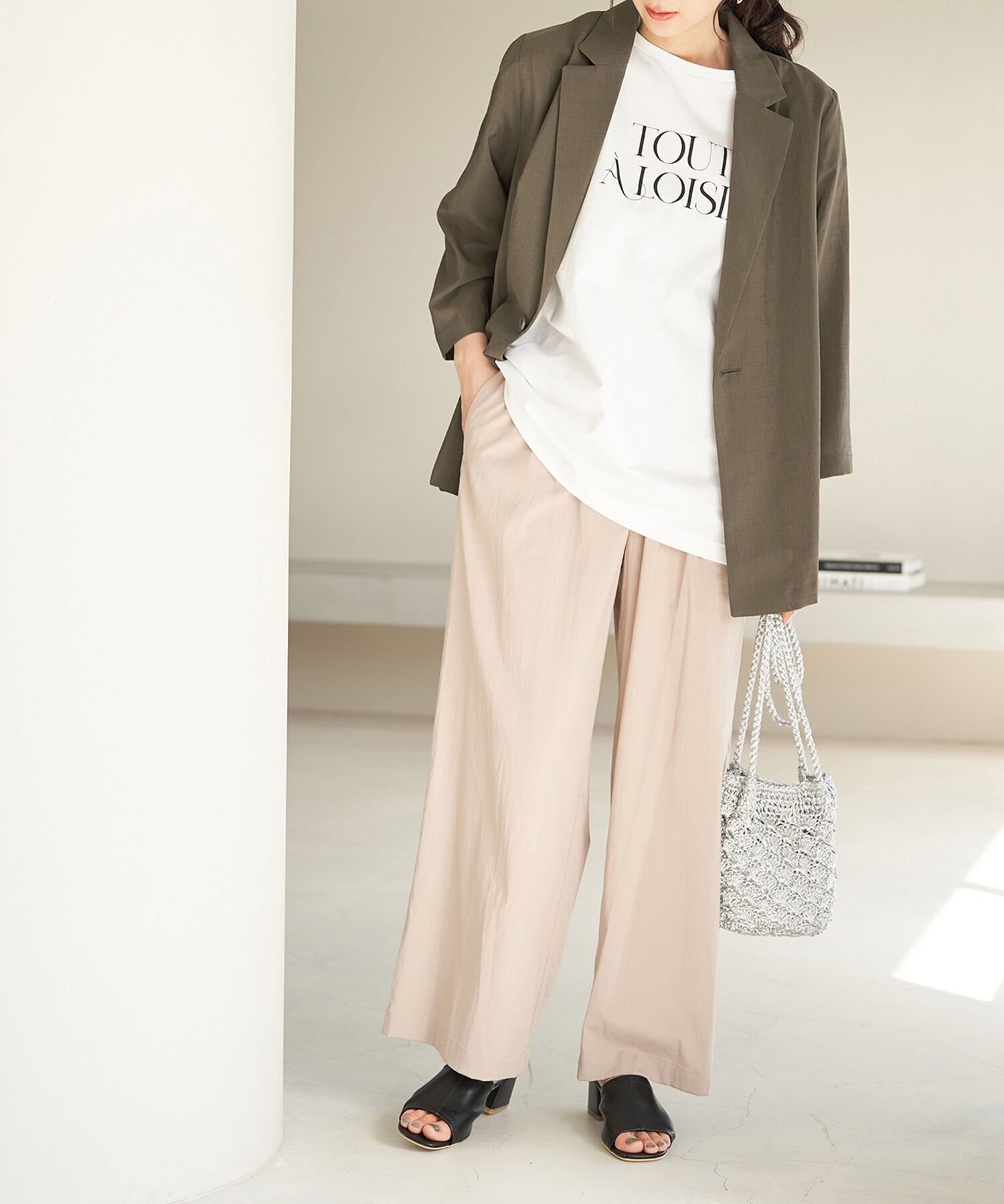 Rope&rsquo;Picnic「セットアップ対応/麻調シアーライトジャケット」|テーラードジャケット|