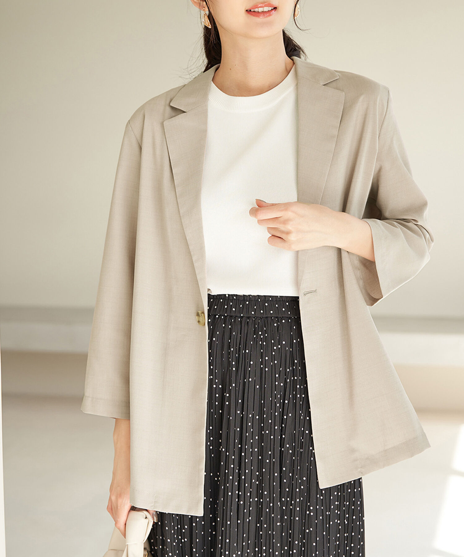 Rope&rsquo;Picnic「セットアップ対応/麻調シアーライトジャケット」|テーラードジャケット|ベージュ(27)