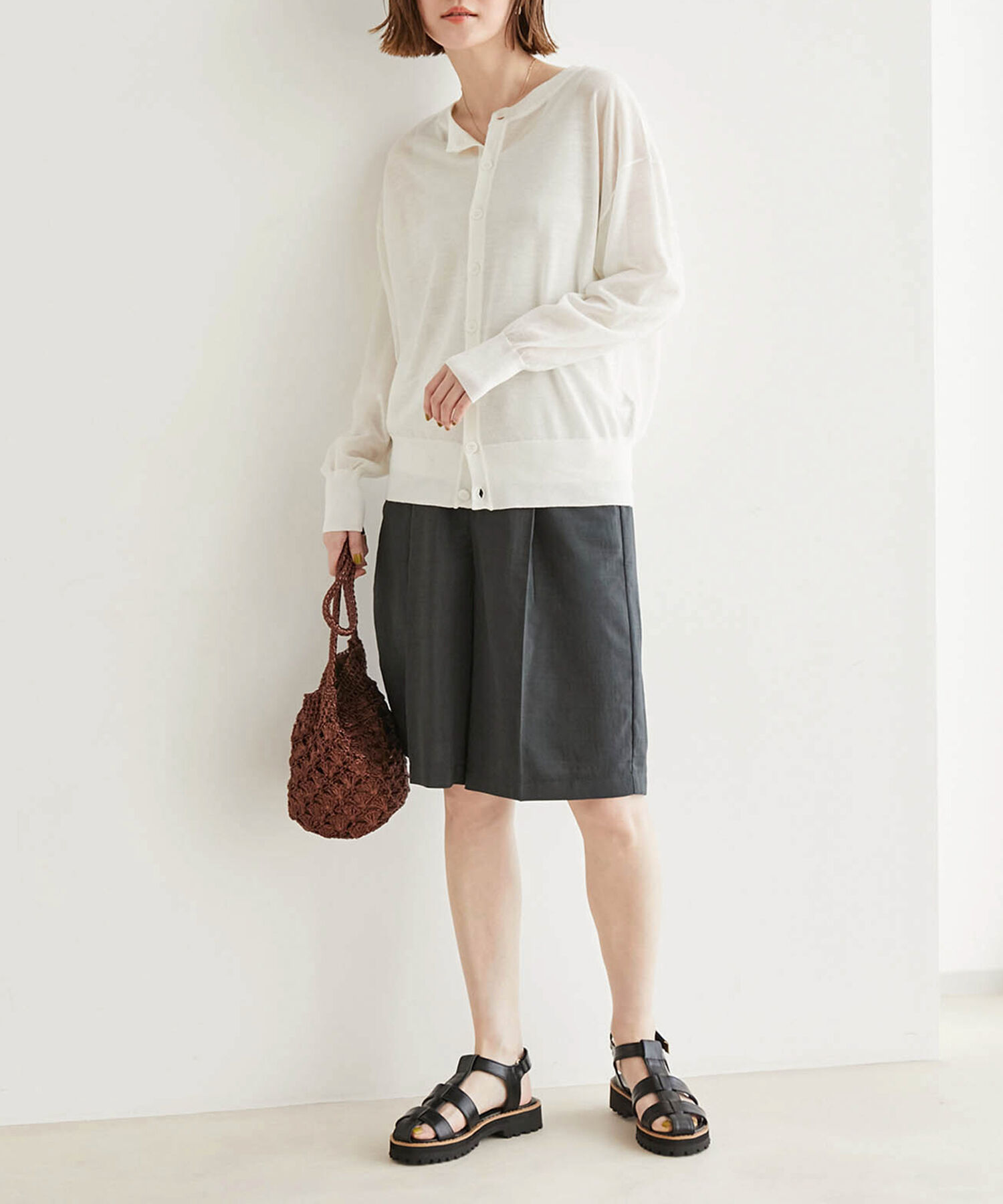 Rope&rsquo;Picnic「セットアップ対応/麻調シアーハーフタックパンツ」|その他|