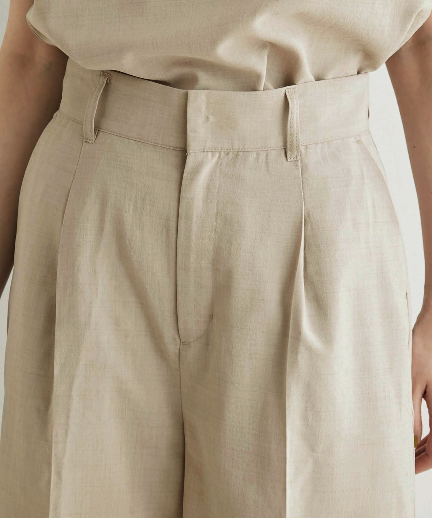 Rope&rsquo;Picnic「セットアップ対応/麻調シアーハーフタックパンツ」|その他|