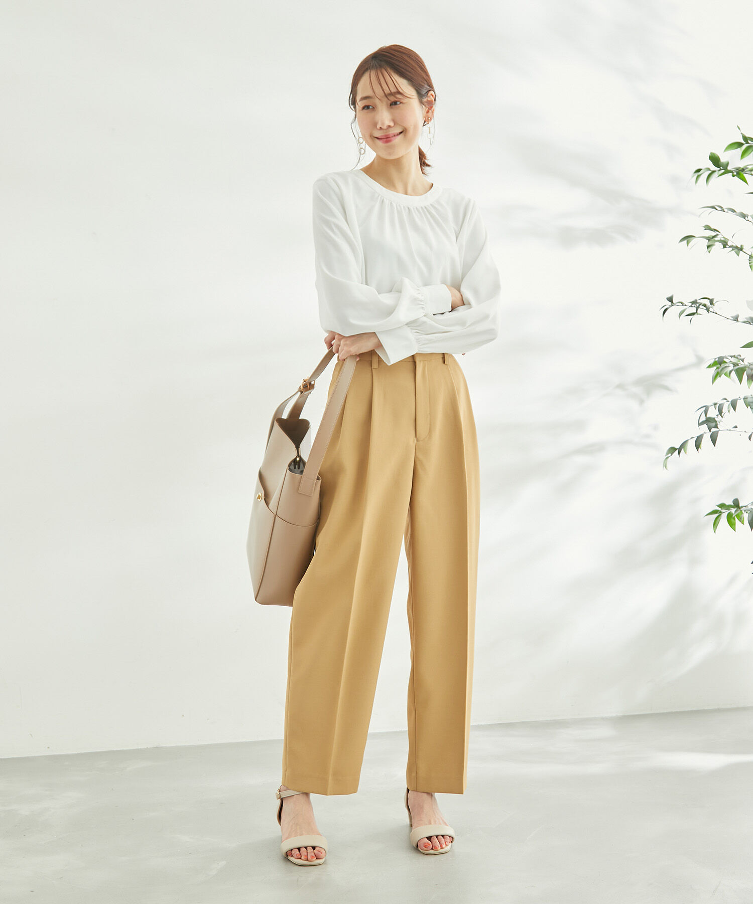 Rope&rsquo;Picnic「2WAY/とろみ合繊ギャザーブラウス」|シャツ・ブラウス|