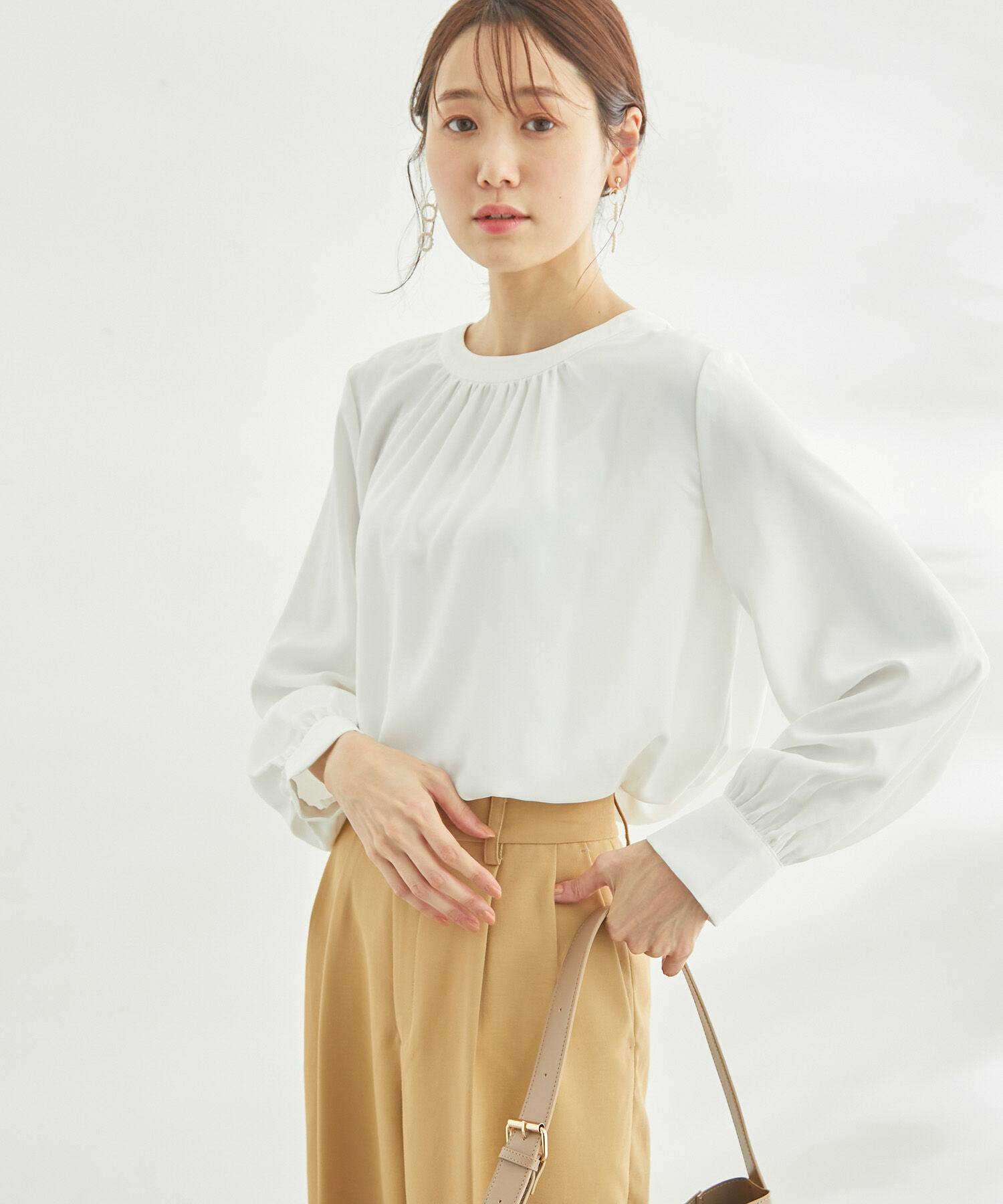 Rope&rsquo;Picnic「2WAY/とろみ合繊ギャザーブラウス」|シャツ・ブラウス|