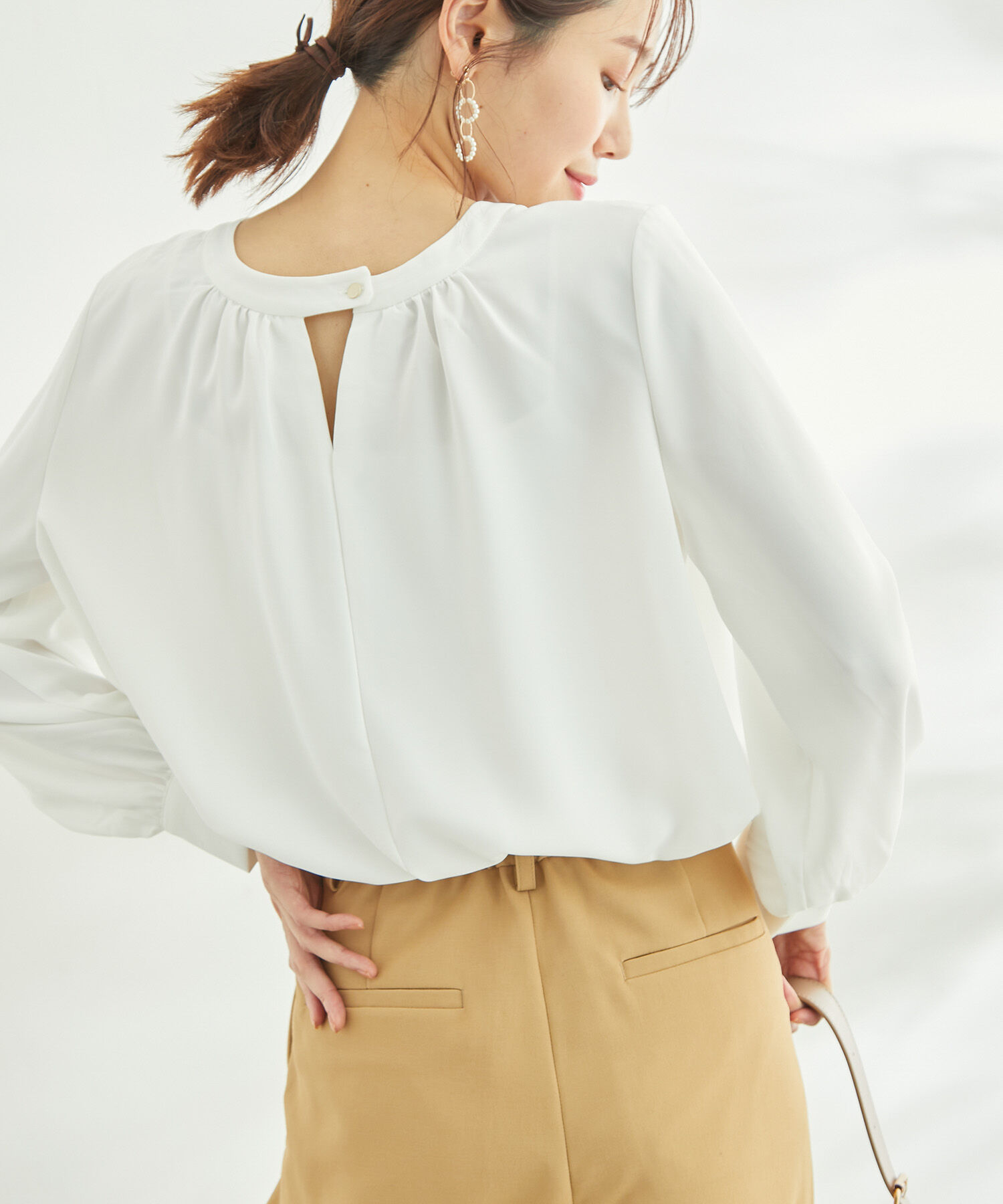 Rope&rsquo;Picnic「2WAY/とろみ合繊ギャザーブラウス」|シャツ・ブラウス|