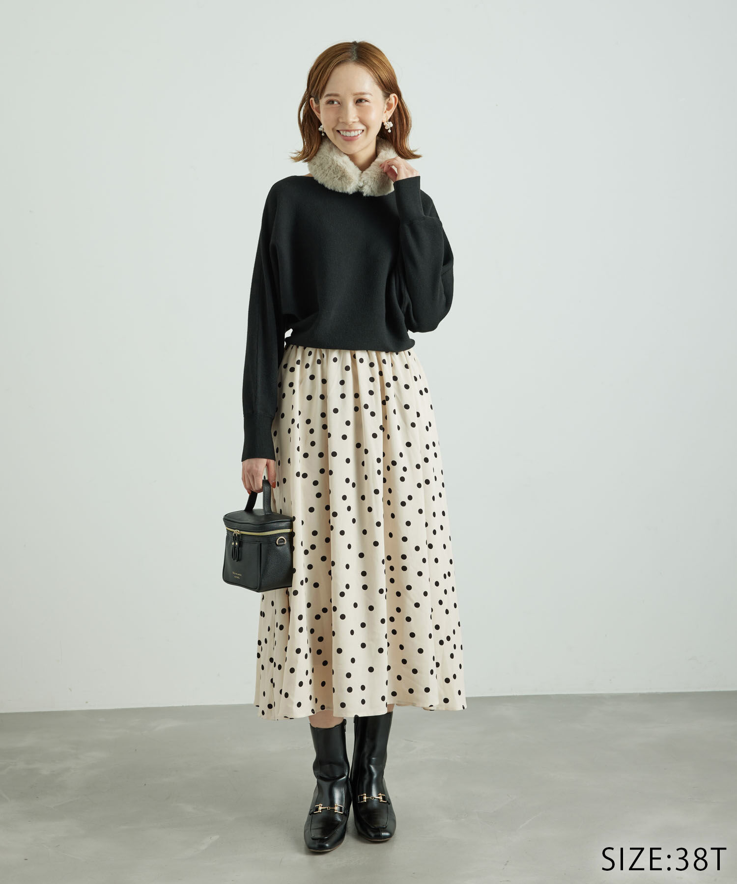 Rope&rsquo;Picnic「【WEB限定】着丈が選べる/ドット柄ドッキングワンピース」|ワンピース|