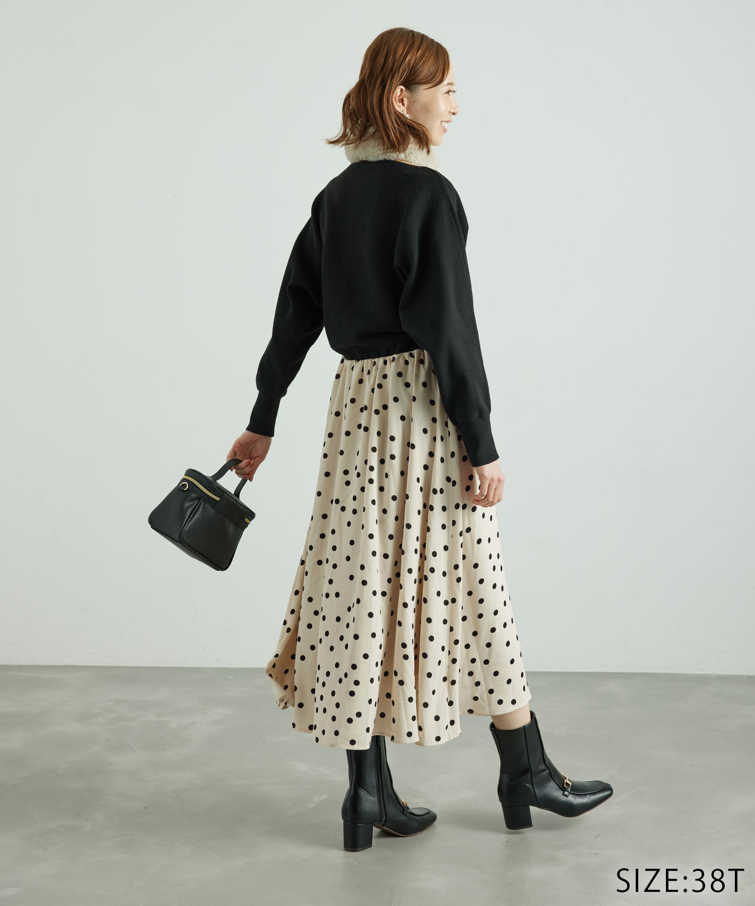 Rope&rsquo;Picnic「【WEB限定】着丈が選べる/ドット柄ドッキングワンピース」|ワンピース|