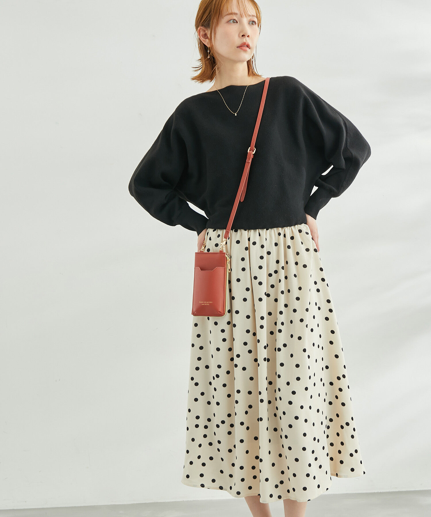 Rope&rsquo;Picnic「【WEB限定】着丈が選べる/ドット柄ドッキングワンピース」|ワンピース|ホワイト系(11)