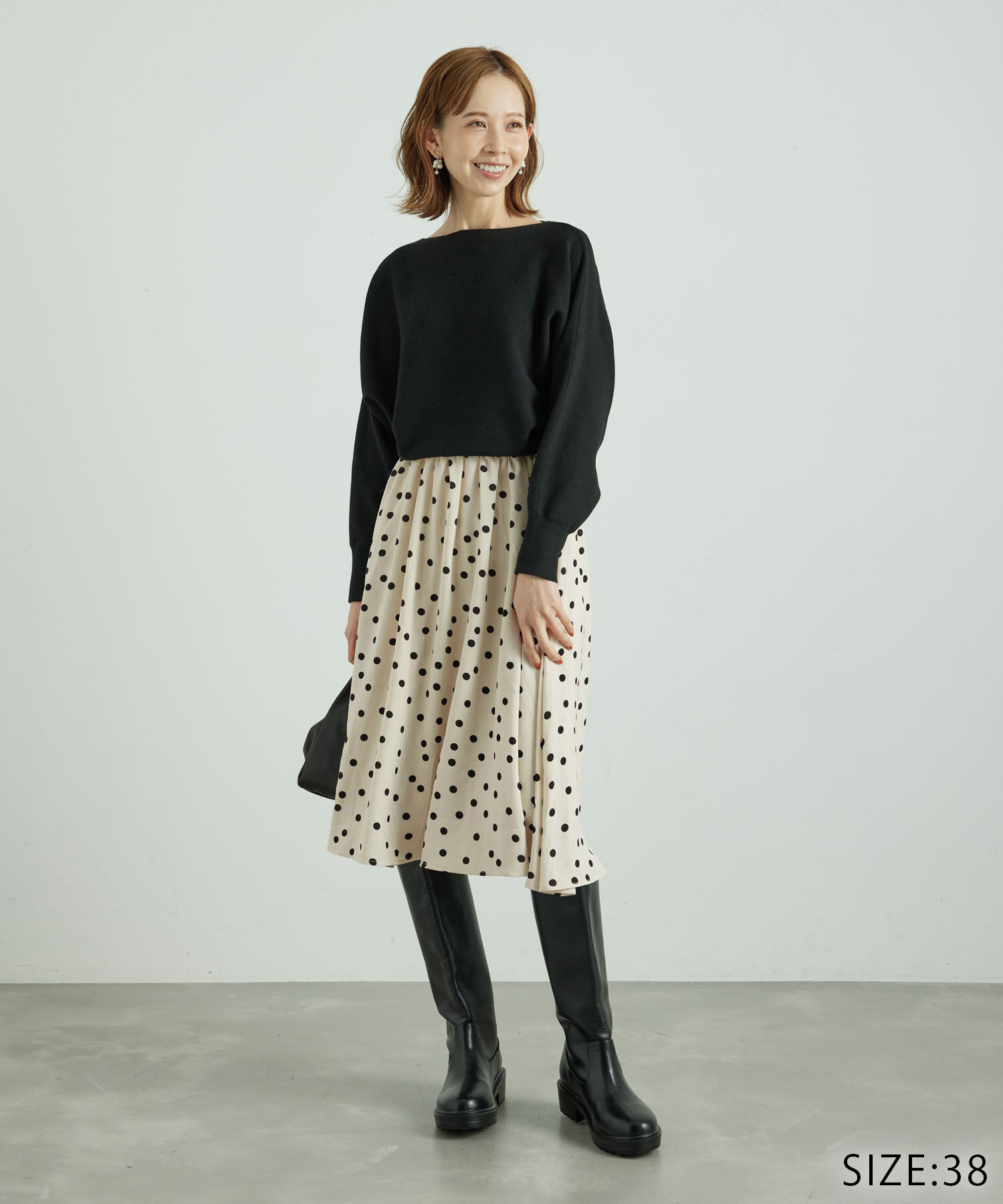 Rope&rsquo;Picnic「【WEB限定】着丈が選べる/ドット柄ドッキングワンピース」|ワンピース|