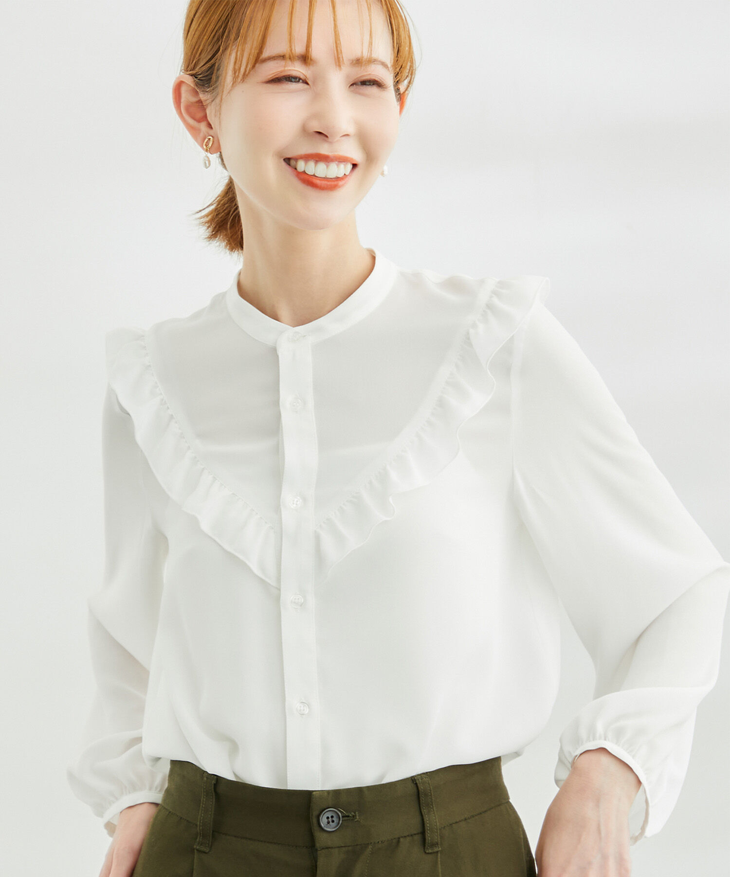 Rope&rsquo;Picnic「ドット/無地フリルブラウス」|シャツ・ブラウス|ホワイト(10)