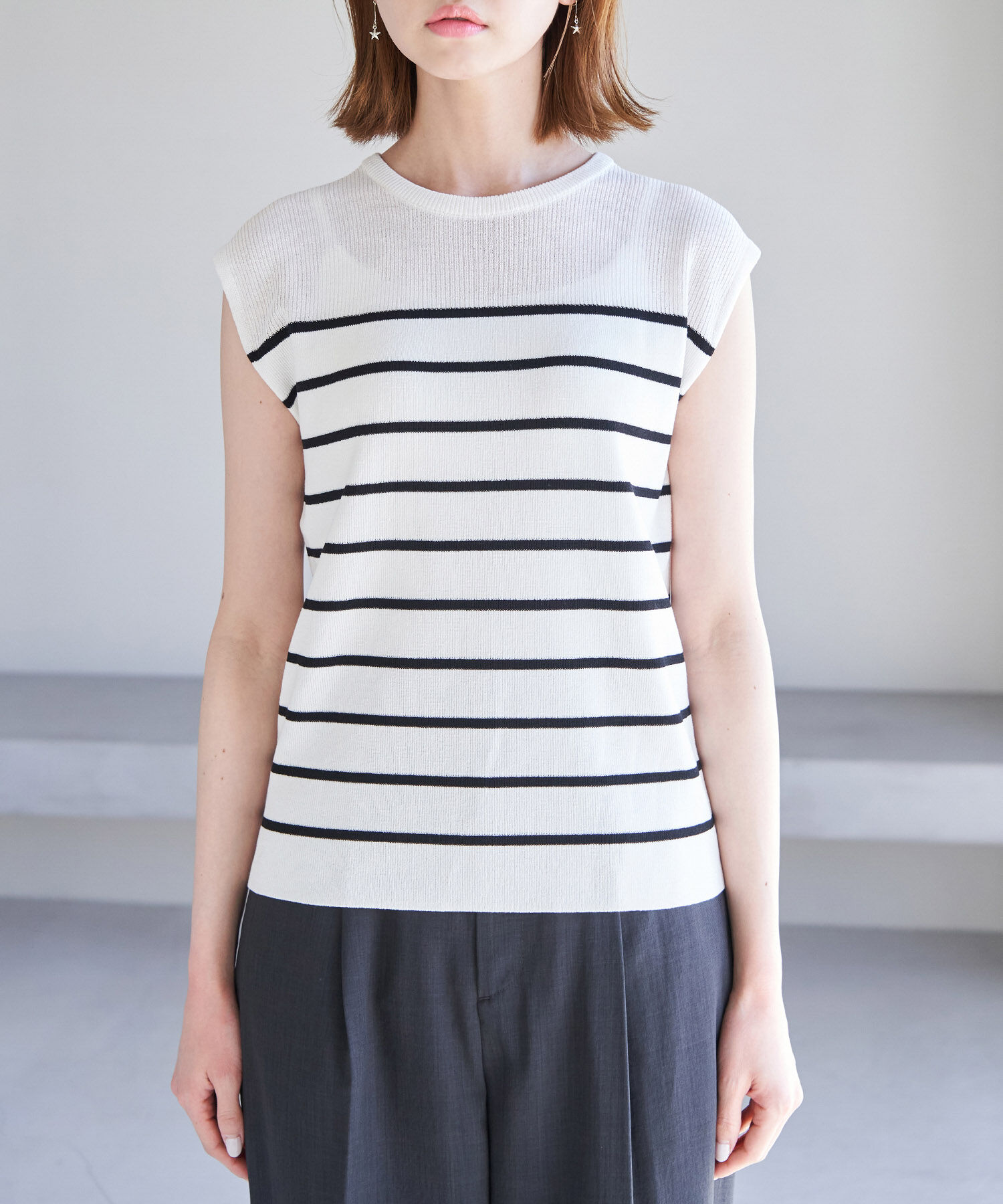 Rope&rsquo;Picnic「Beauty knit/デコルテシアーゼロスリーブニットプルオーバー」|ニット・セーター|