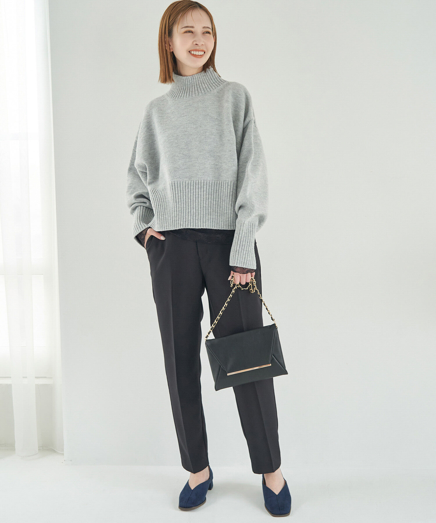 Rope&rsquo;Picnic「【CM着用商品】スタイルアップが叶うクロップドカラフルニット」|ニット・セーター|