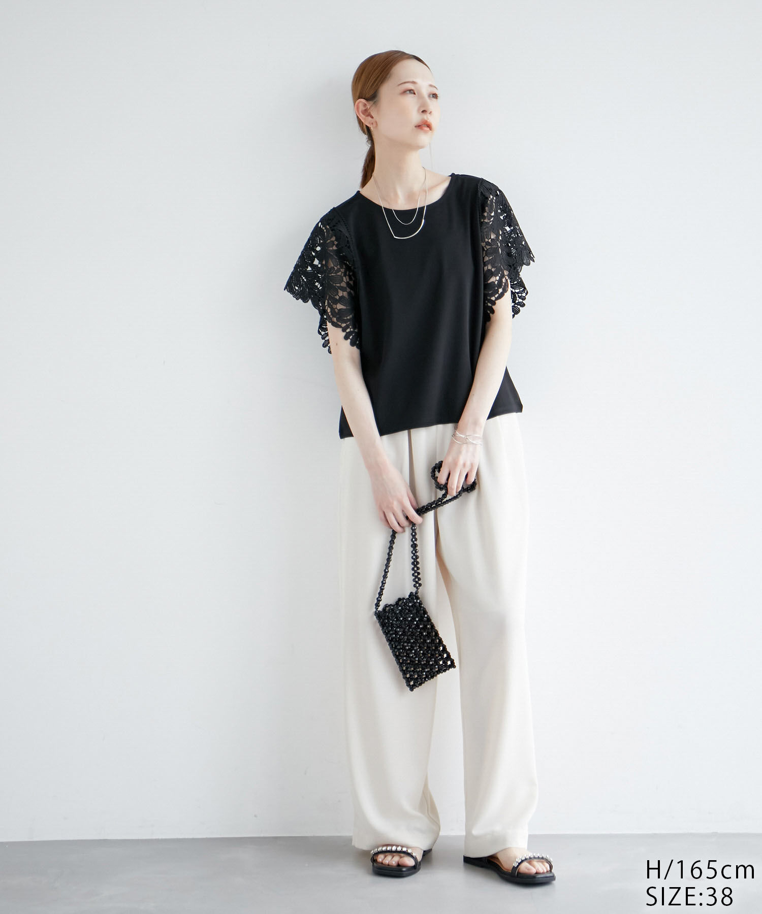 Rope&rsquo;Picnic「袖レースカットトップス/リンクコーデ」|Tシャツ・カットソー|