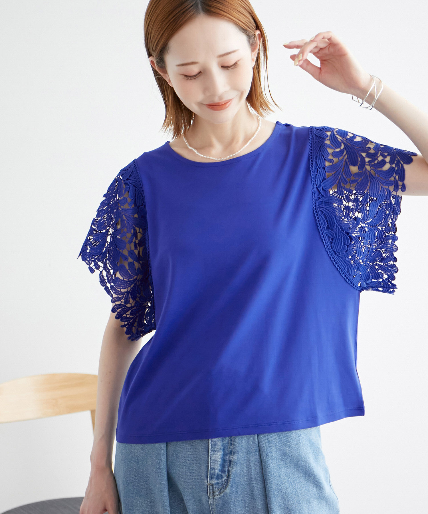 Rope&rsquo;Picnic「袖レースカットトップス/リンクコーデ」|Tシャツ・カットソー|