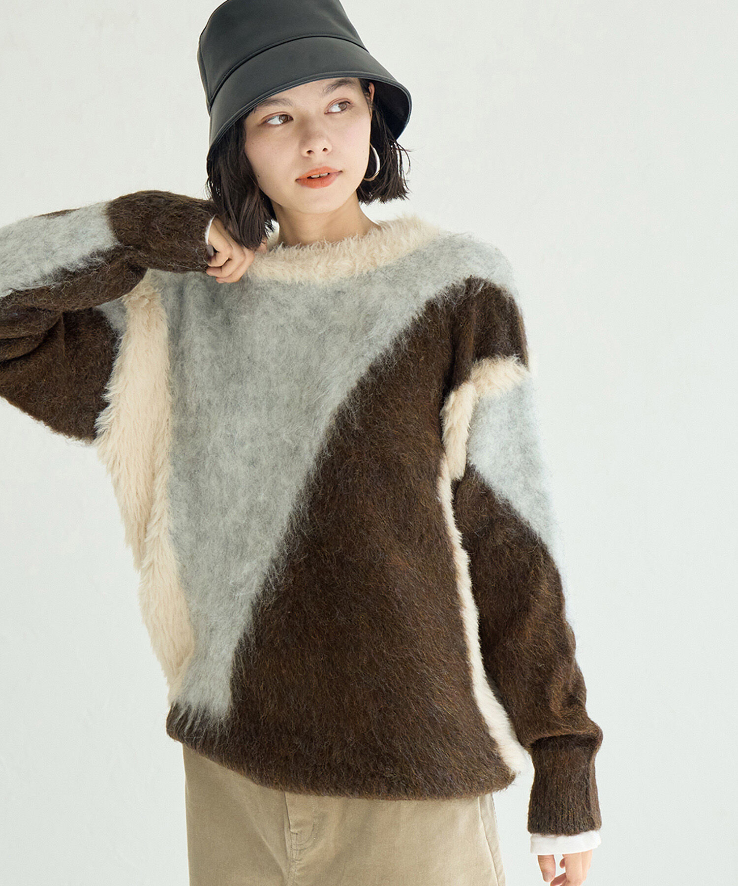 ROPE' PICNIC R「パネル柄ジャガードプルオーバー」|ニット・セーター|ブラウン系(24)