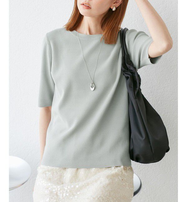 Rope&rsquo;Picnic「【イージーケア・UVカット・接触冷感・洗濯機OK】ハーフスリーブニットプルオーバー」|ニット・セーター|