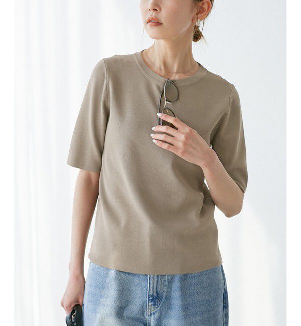 Rope&rsquo;Picnic「【イージーケア・UVカット・接触冷感・洗濯機OK】ハーフスリーブニットプルオーバー」|ニット・セーター|