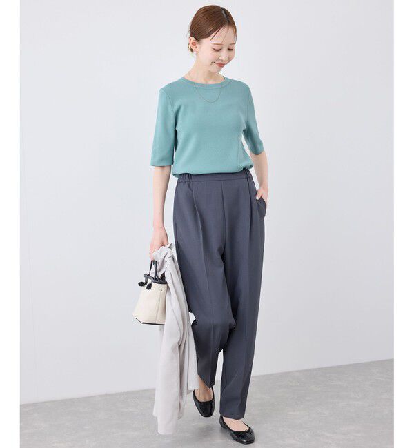 Rope&rsquo;Picnic「【イージーケア・UVカット・接触冷感・洗濯機OK】ハーフスリーブニットプルオーバー」|ニット・セーター|