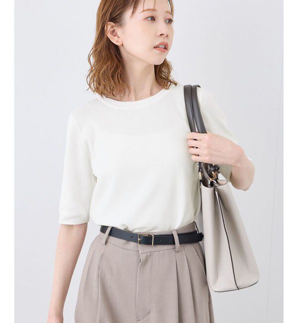 Rope&rsquo;Picnic「【イージーケア・UVカット・接触冷感・洗濯機OK】ハーフスリーブニットプルオーバー」|ニット・セーター|