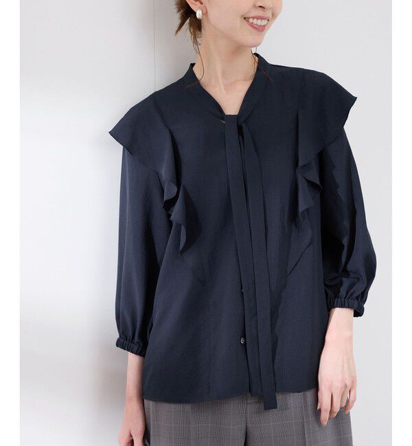 Rope&rsquo;Picnic「ラッフルリボンデザインシャツ」|シャツ・ブラウス|ネイビー(40)