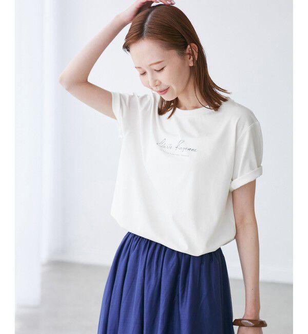 Rope&rsquo;Picnic「【UVカット・汗染み加工・接触冷感】手描き風ロゴプリントTシャツ」|Tシャツ・カットソー|