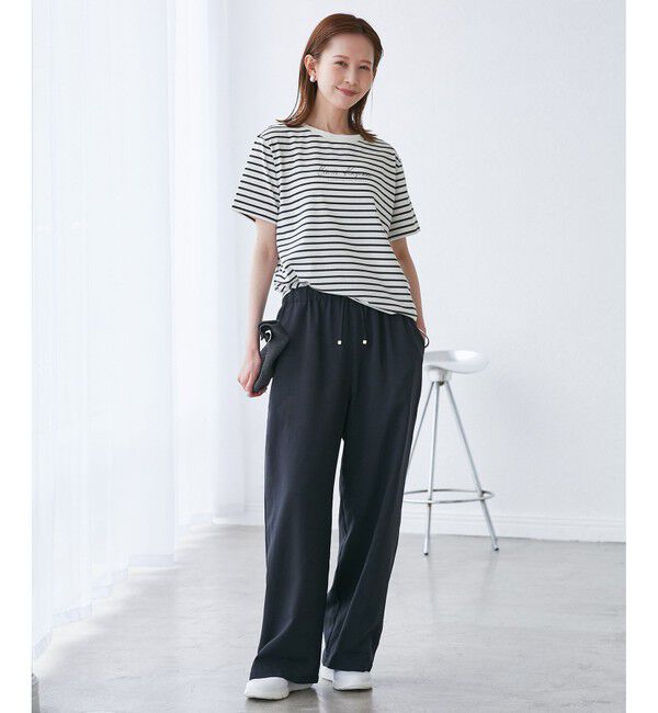 Rope&rsquo;Picnic「【UVカット・汗染み加工・接触冷感】手描き風ロゴプリントTシャツ」|Tシャツ・カットソー|