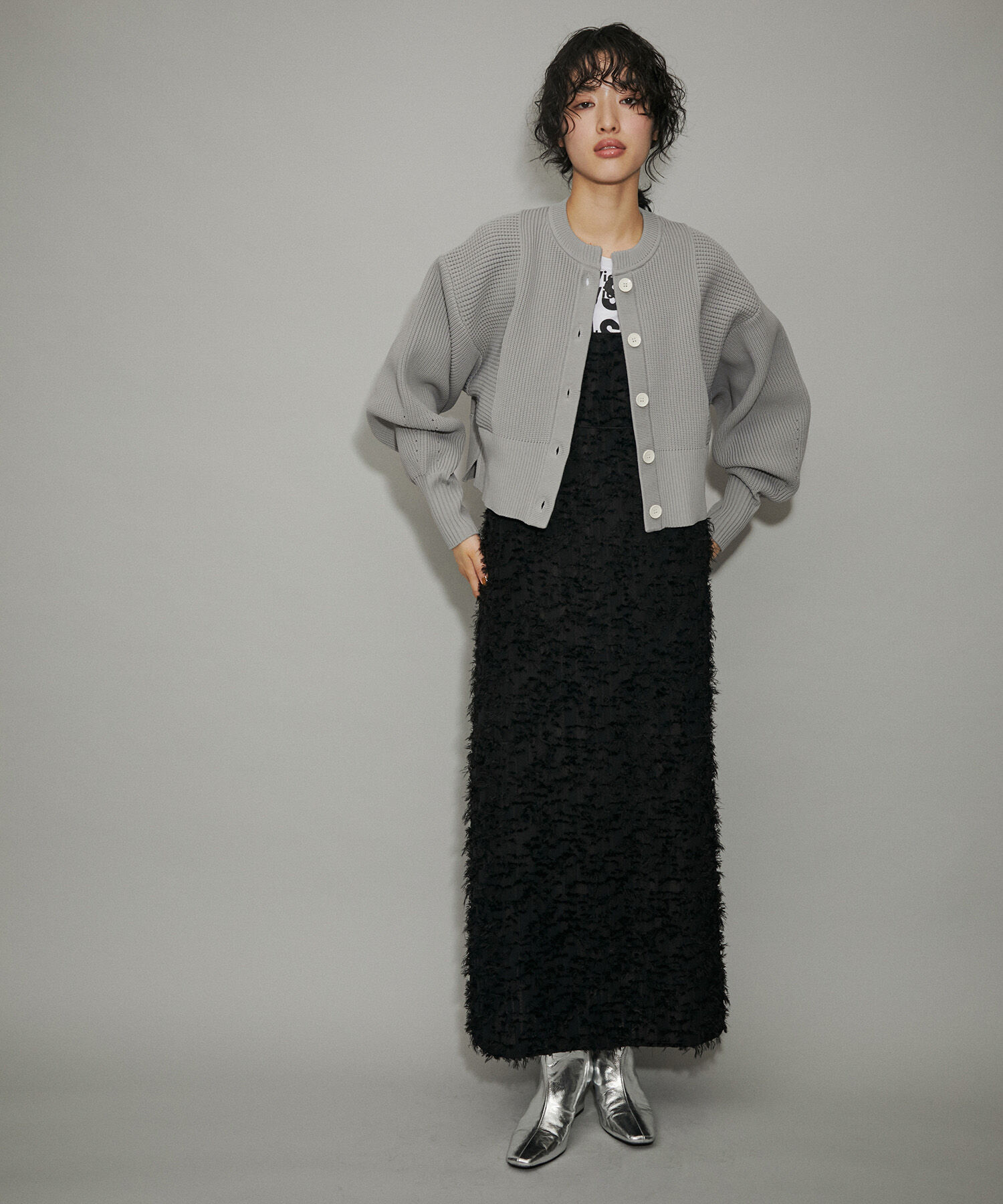 ADAM ET ROPE'「【サステナブル・WEB限定】ペプラムコンビニットカーディガン」|カーディガン|