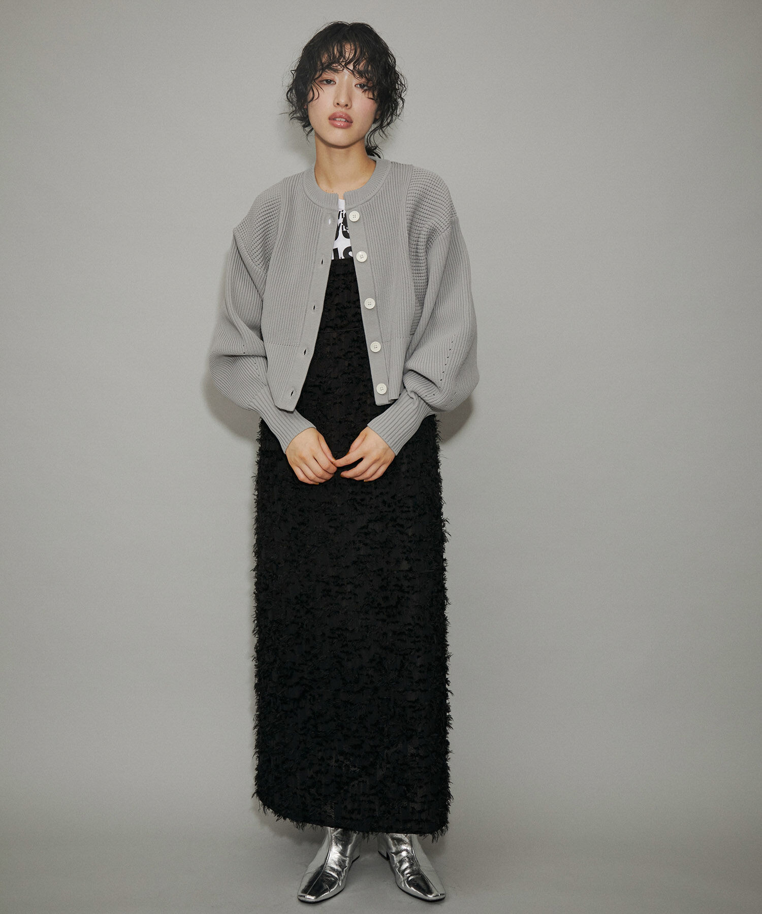 ADAM ET ROPE'「【サステナブル・WEB限定】ペプラムコンビニットカーディガン」|カーディガン|