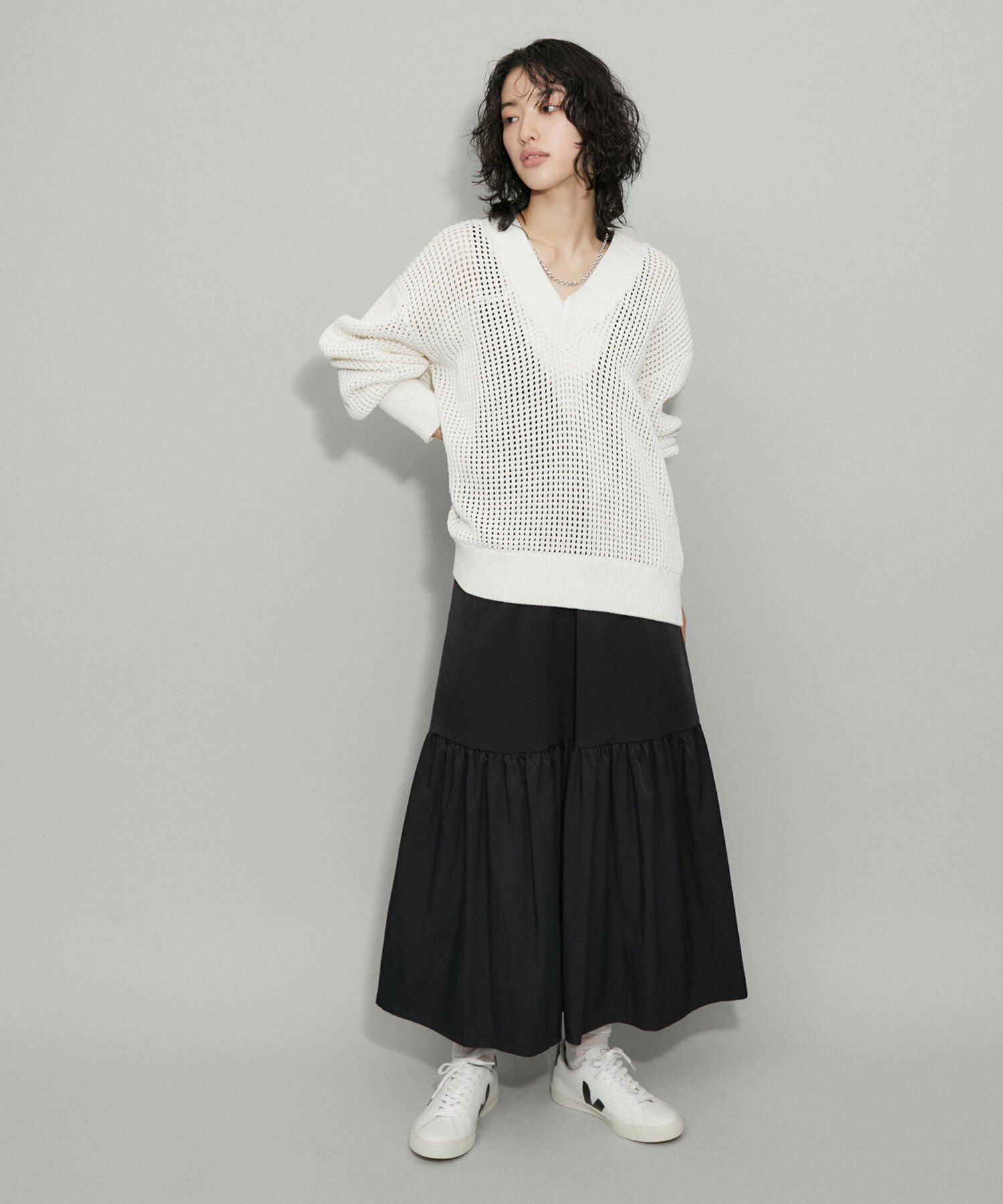 ADAM ET ROPE'「【WEB限定】コットンメッシュニットプルオーバー」|ニット・セーター|