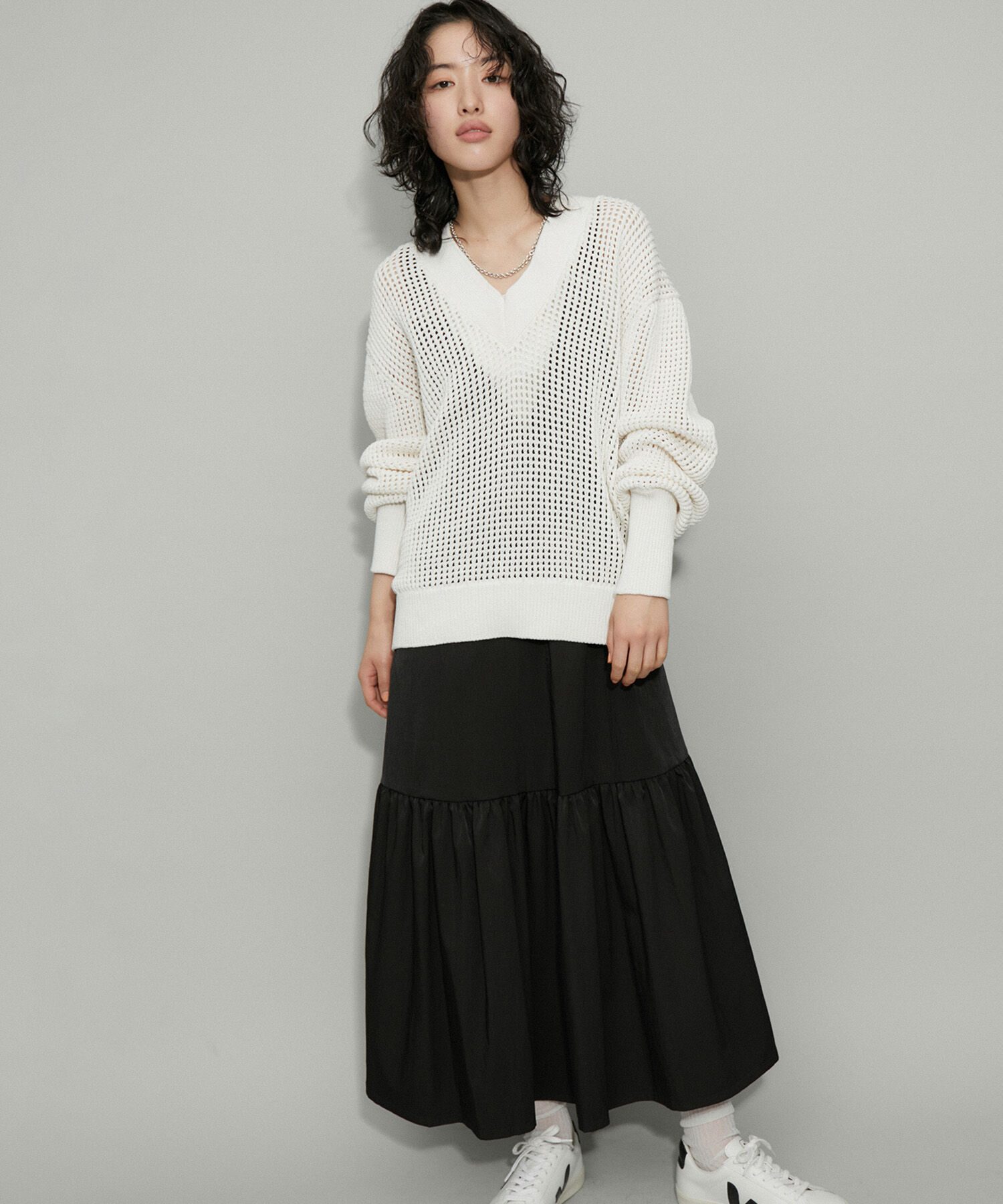 ADAM ET ROPE'「【WEB限定】コットンメッシュニットプルオーバー」|ニット・セーター|