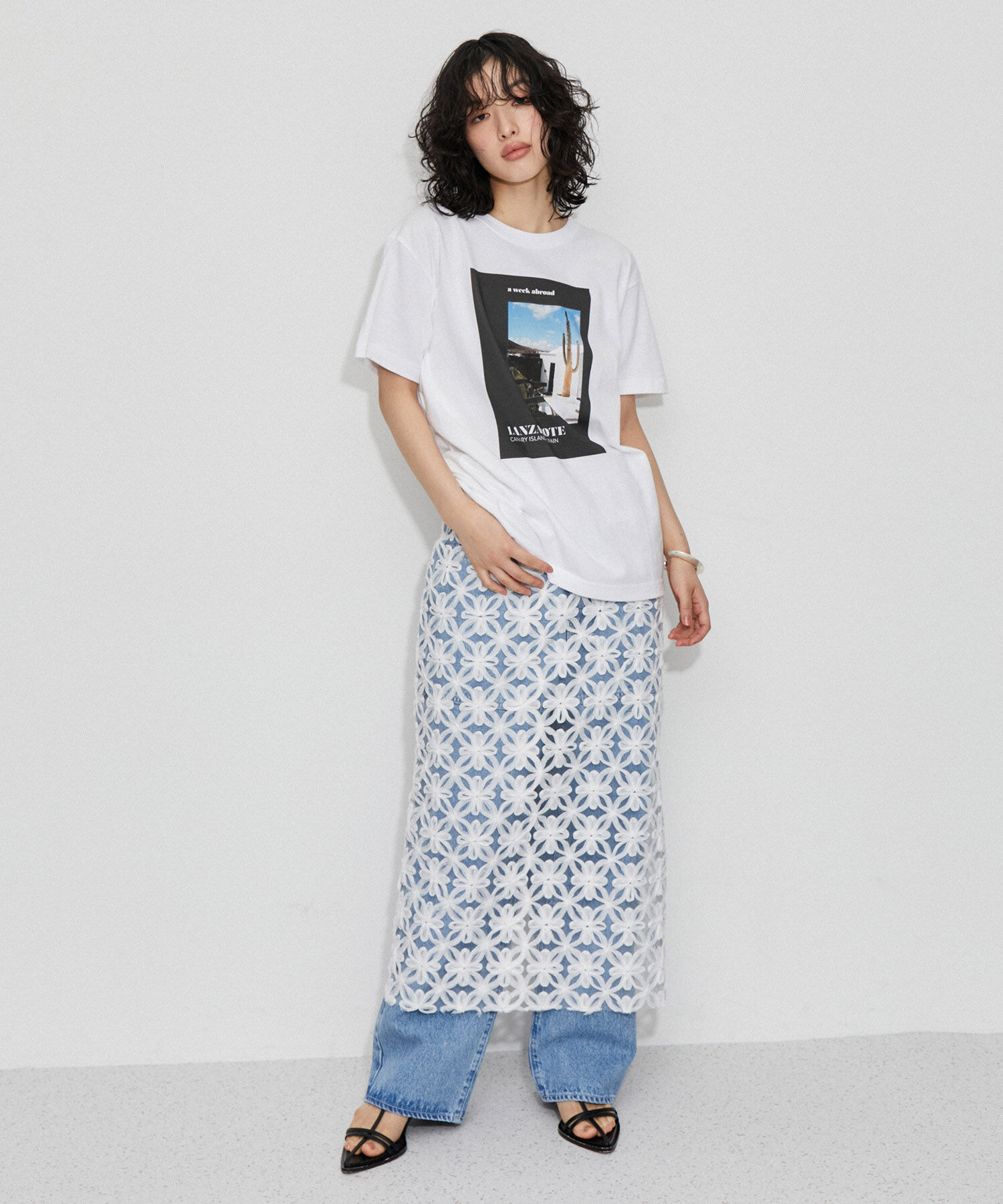 ADAM ET ROPE'「【YOLO for ADAM ET ROPE'】別注 花柄チュールスカート」|スカート|