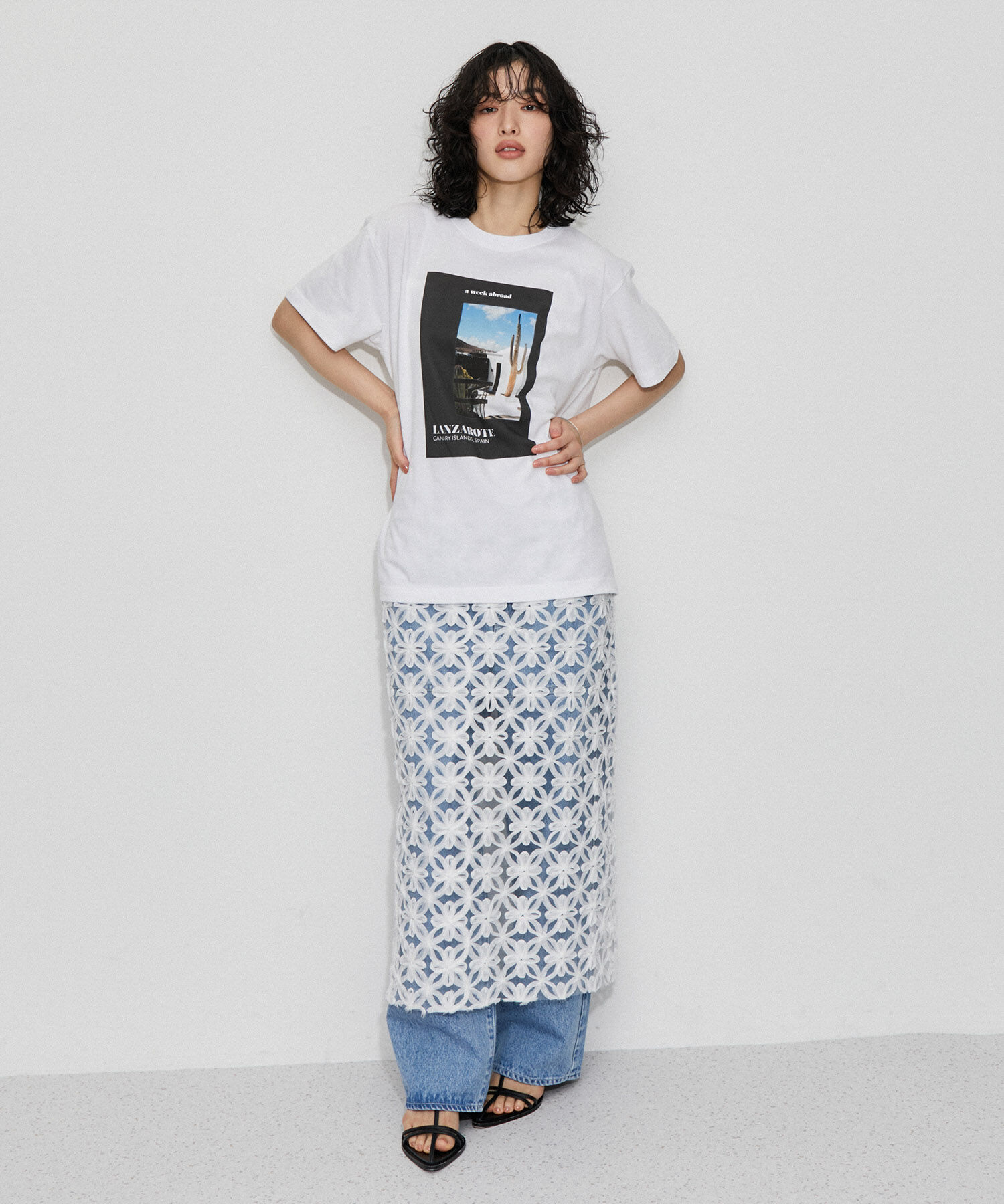 ADAM ET ROPE'「【YOLO for ADAM ET ROPE'】別注 花柄チュールスカート」|スカート|