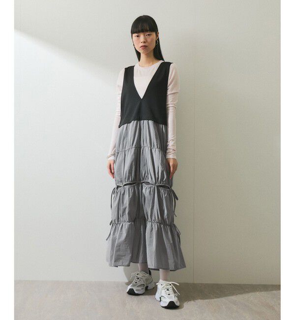 ADAM ET ROPE'「【WEB限定】コンビリボンワンピース」|ワンピース|